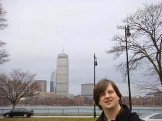 Stefan und Prudential-Center im Hintergrund